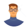 Man with glasses smiling in blue top